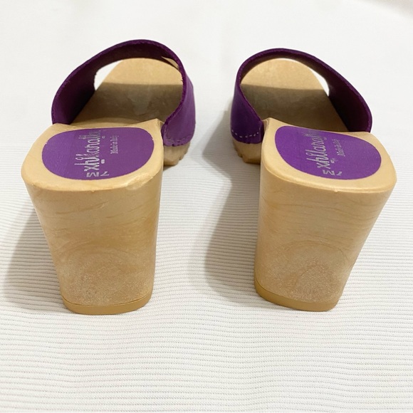 Vintage 90s Y2K Xhilaration Italy Purple Suede Plastic Chunky Heel Sandals - Picture 4 of 10